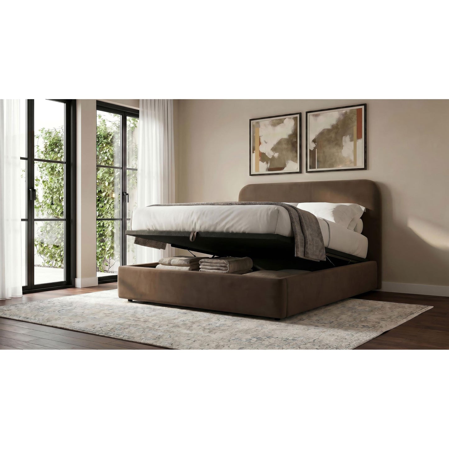 Coaster Furniture Anders 306037CHQ Upholstered Queen Storage Lift Platform Bed - Chocolate IMAGE 9