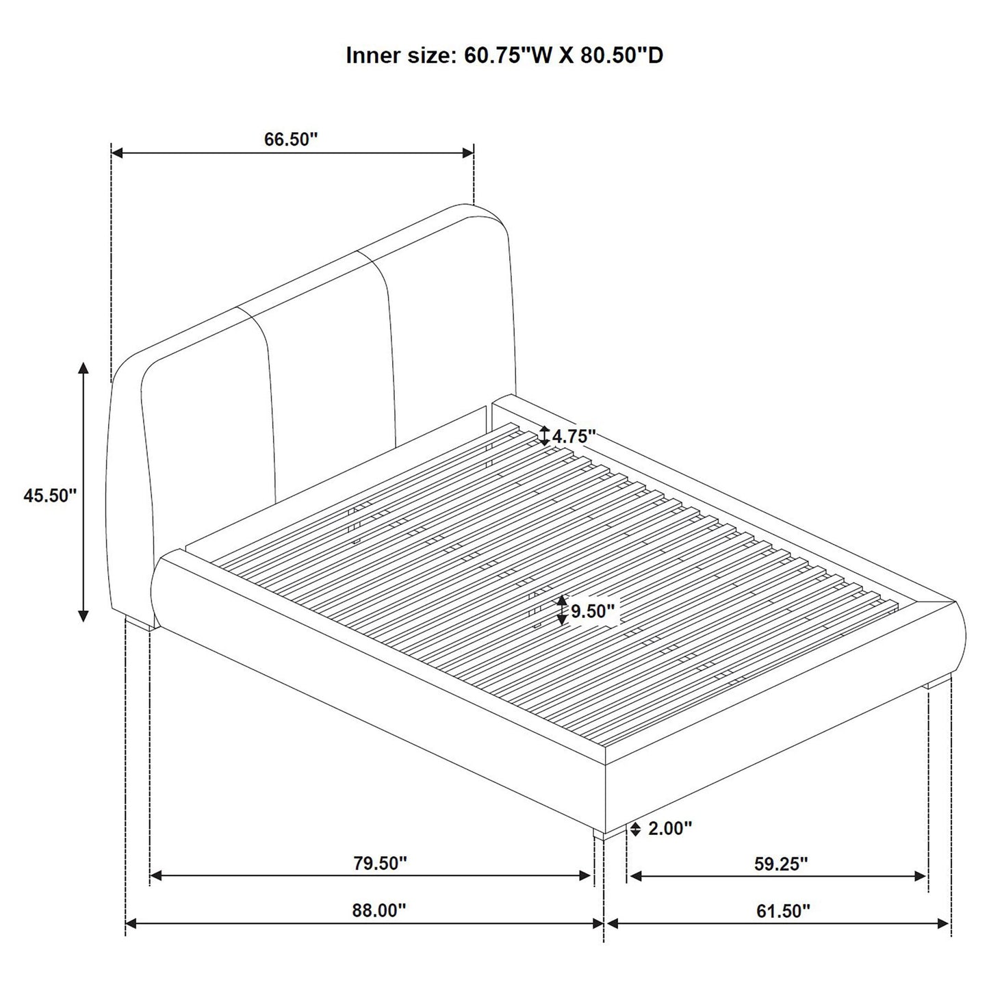 Coaster Furniture Mokena 310090Q 46-inch Upholstered Queen Platform Bed - Taupe IMAGE 8