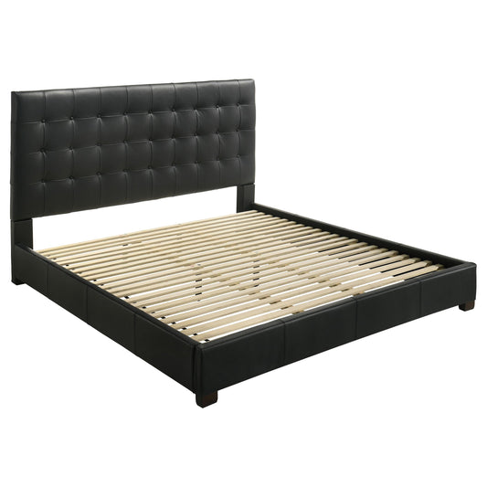 Coaster Furniture Medley 315911BLKKE Genuine Leather Eastern King Platform Bed - Black IMAGE 1
