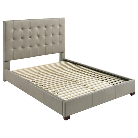 Coaster Furniture Medley 315911TANQ Genuine Leather Queen Panel Platform Bed - Tan IMAGE 1