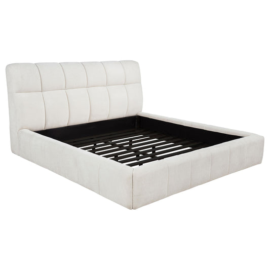 Coaster Furniture Nollet 315917CRMKE 48-inch Upholstered Eastern King Platform Bed - Cream IMAGE 1