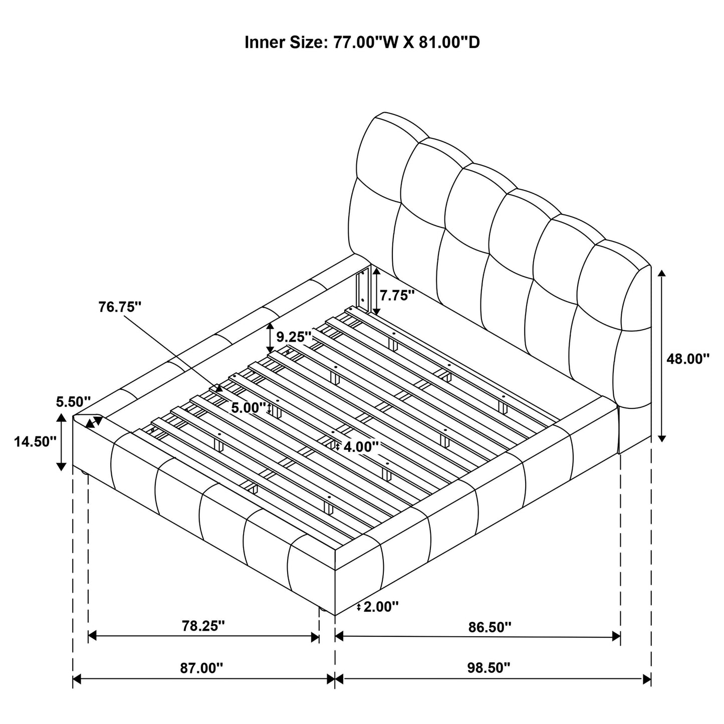 Coaster Furniture Nollet 315917GRYKE 48-inch Upholstered Eastern King Platform Bed - Grey IMAGE 9