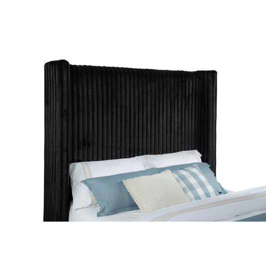Coaster Furniture Centergrove 315945Q Upholstered Queen Wingback TV Bed - Black IMAGE 1