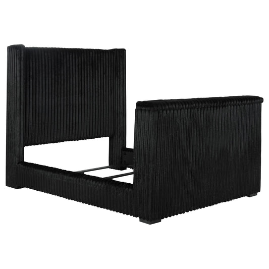 Coaster Furniture Centergrove 315945Q Upholstered Queen Wingback TV Bed - Black IMAGE 1