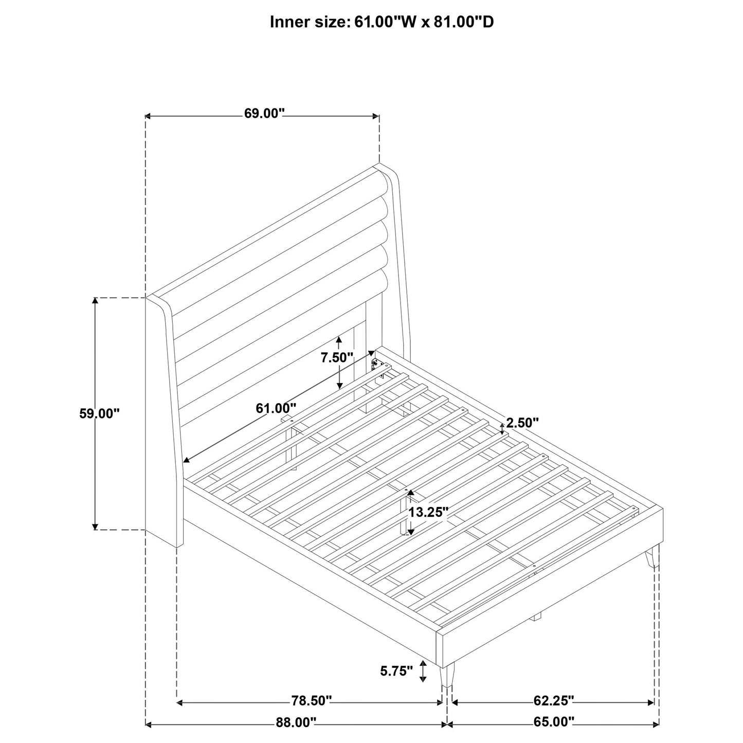 Coaster Furniture Leslie 315983Q Upholstered Tufted Queen Wingback Platform Bed - Beige IMAGE 8