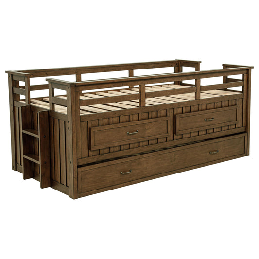 Coaster Furniture Carlsbad 400716T Wood Twin Captains Bed With Trundle - Medium Brown IMAGE 1