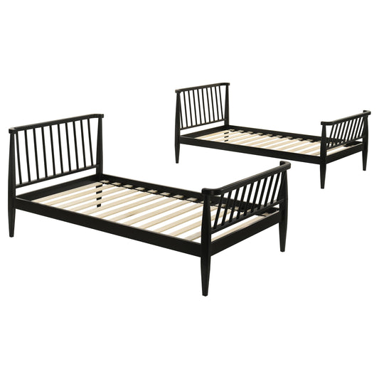 Coaster Furniture Abram 460061BLKT Windsor Twin Over Twin Wood Bunk Bed with Ladder - Black IMAGE 1