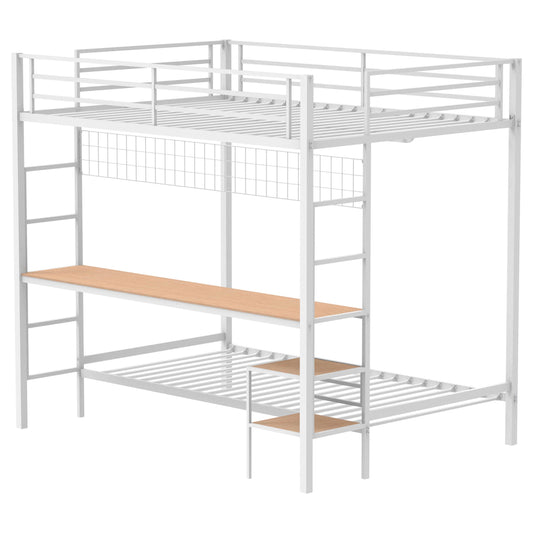 Coaster Furniture Bettoni 460209WHT Metal Full Over Twin Workstation Bunk Bed - Matte White IMAGE 1