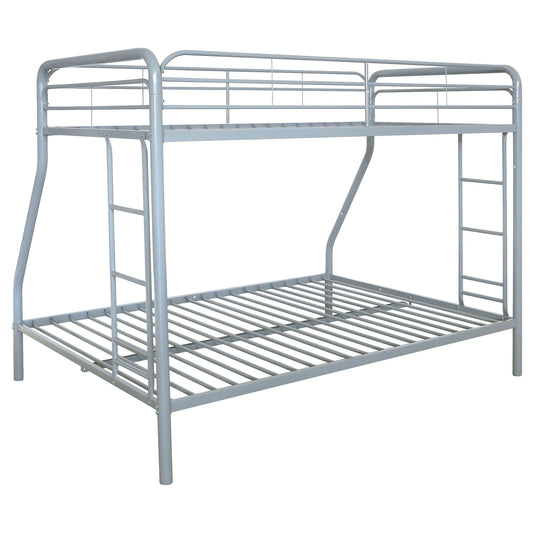 Coaster Furniture Carson 460340SVR Metal Twin Over Full Bunk Bed - Glossy Silver IMAGE 1