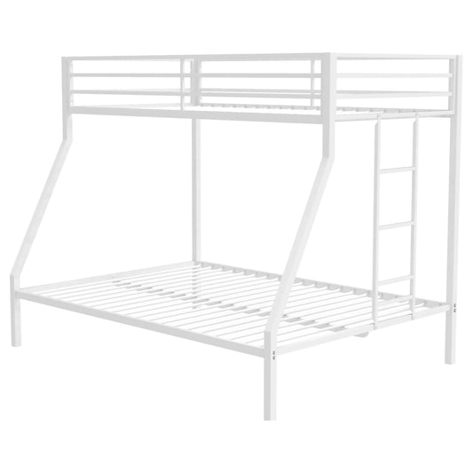 Coaster Furniture Alevera 460365WHT Metal Twin Over Full Bunk Bed with Ladder - White IMAGE 1