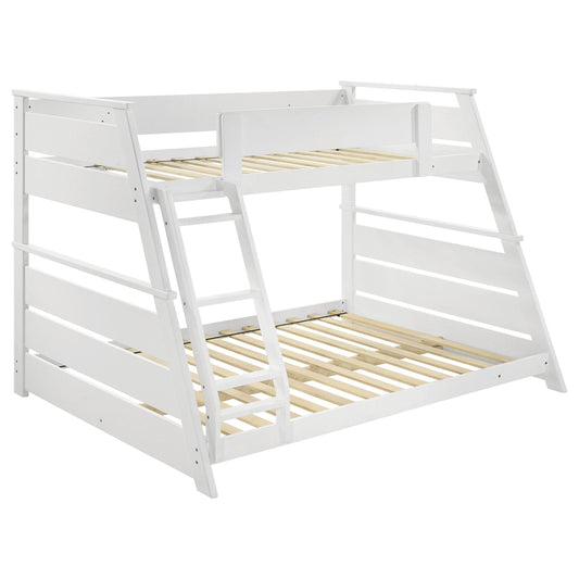Coaster Furniture Holden 460593WHT Wood Veneer Twin Over Full Bunk Bed - White IMAGE 1