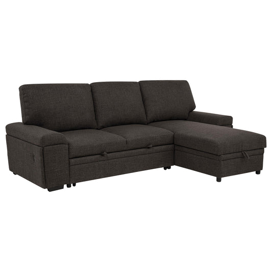 Coaster Furniture Demko 500356 Sleeper Sectional Sofa with Speaker and Storage Chaise - Brown IMAGE 1