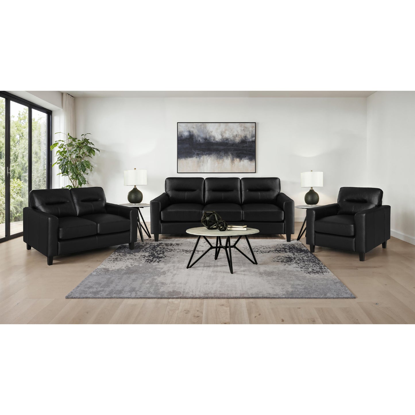 Coaster Furniture Scotland 504666 Faux Leather Upholstered Track Arm Chair - Black IMAGE 11
