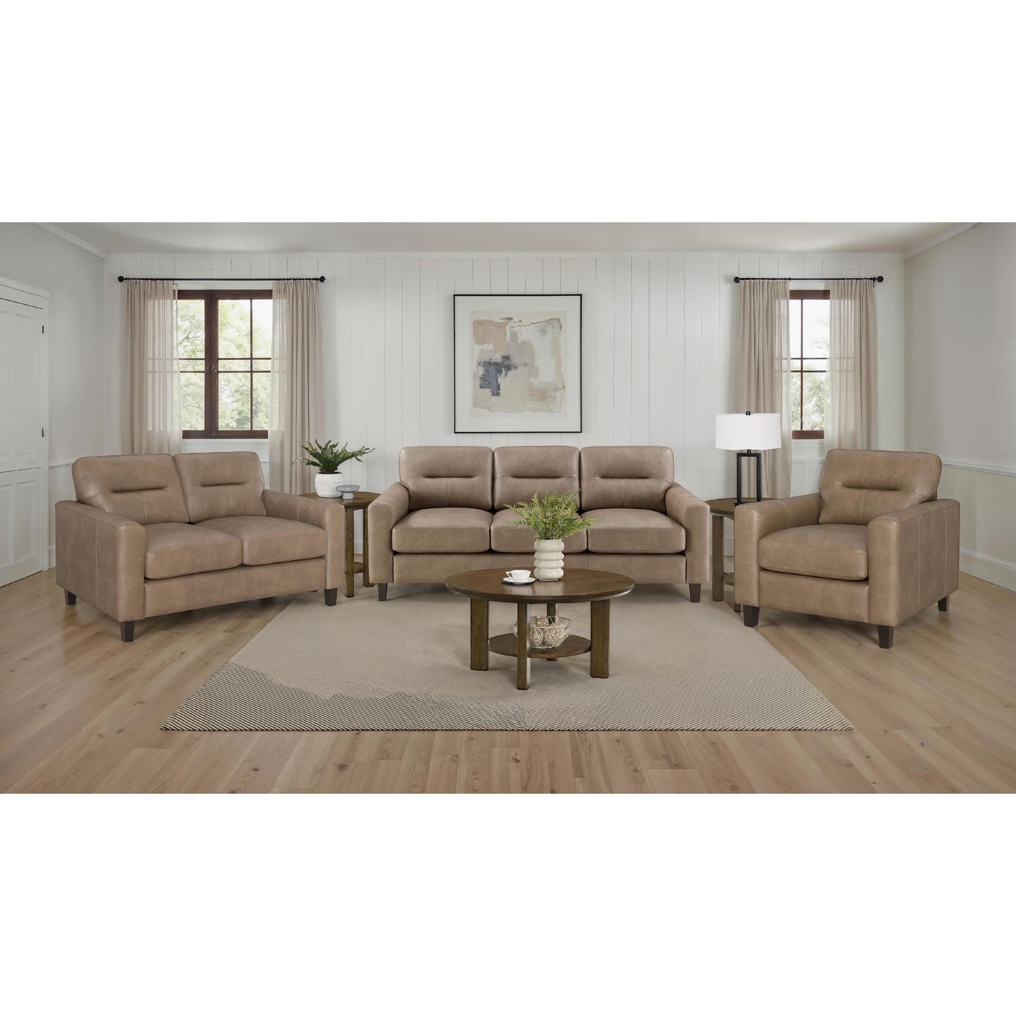Coaster Furniture Scotland 504669 Faux Leather Upholstered Track Arm Chair - Brown IMAGE 11