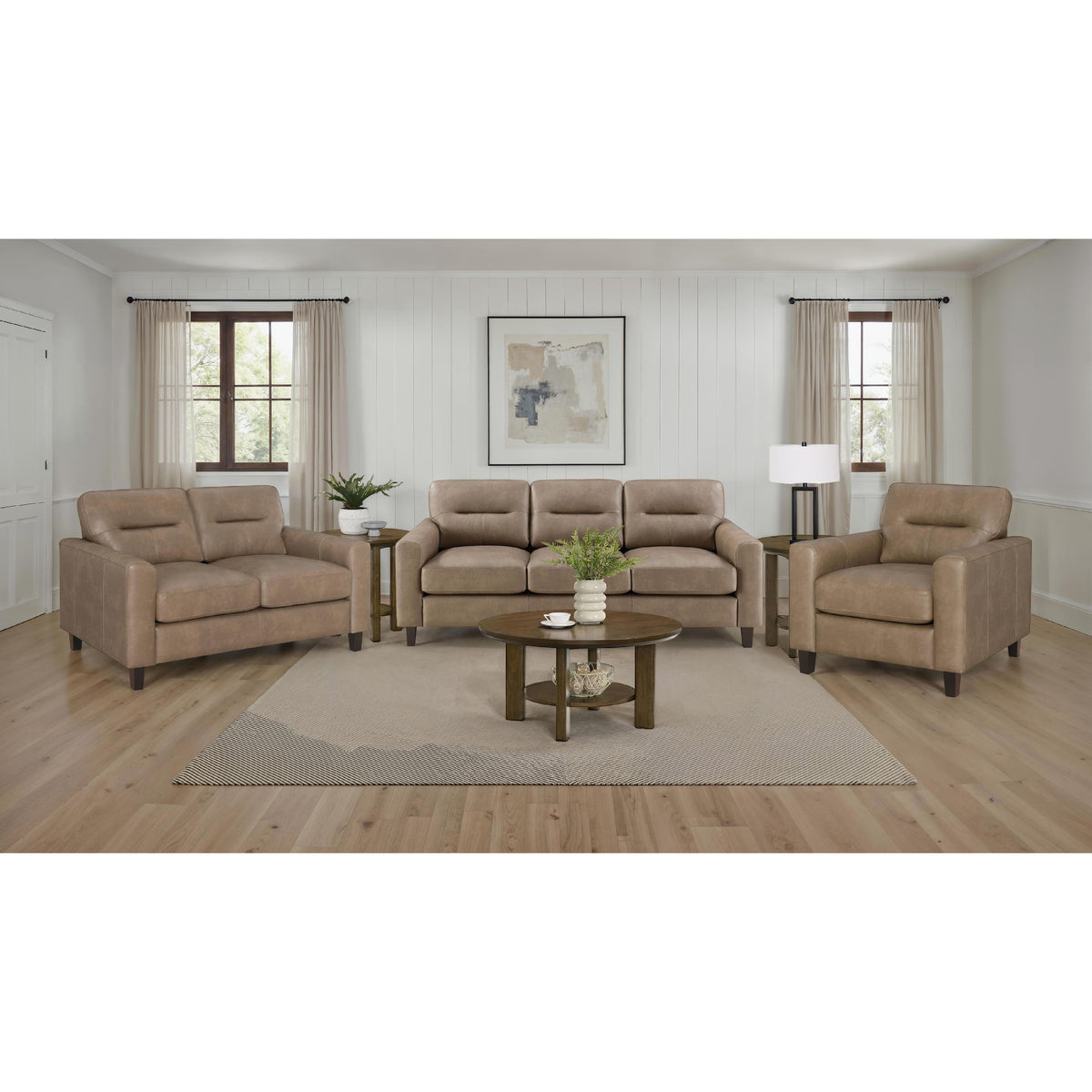 Coaster Furniture Scotland 504669 Faux Leather Upholstered Track Arm Chair - Brown IMAGE 11
