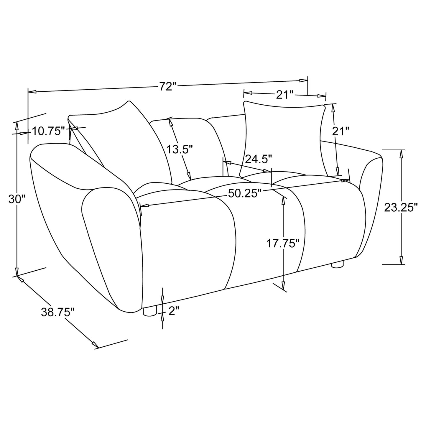 Coaster Furniture Destino 509302 Chenille Upholstered Splayed Arm Loveseat - Greige IMAGE 12
