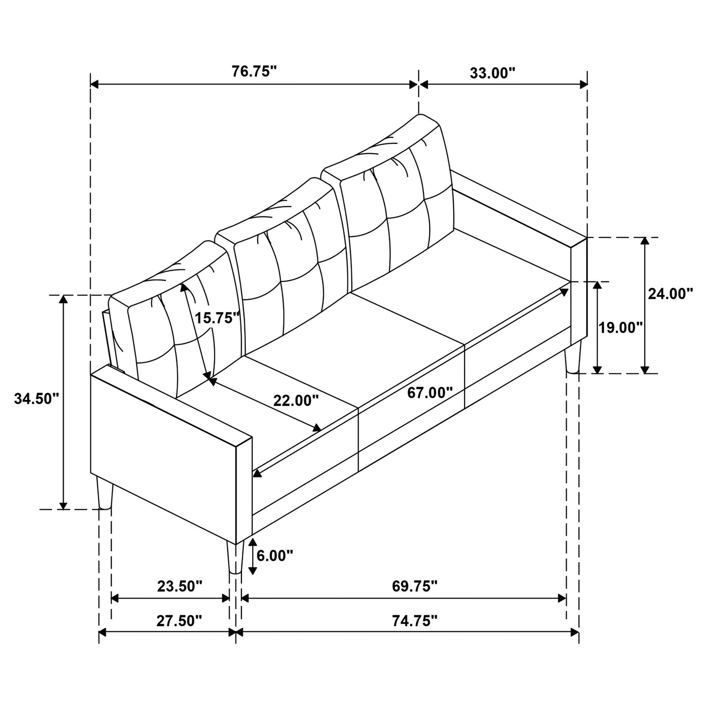 Coaster Furniture Bowen II 509971 Fabric Upholstered Track Arm Sofa - Rust IMAGE 12