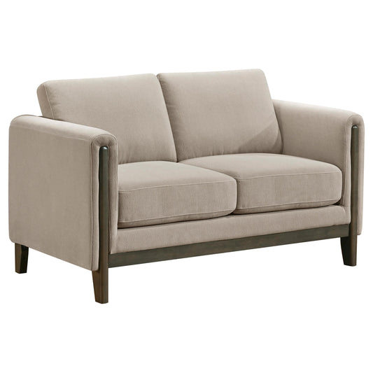 Coaster Furniture Islington 511102 Fabric Upholstered Panel Arm Loveseat - Taupe IMAGE 1