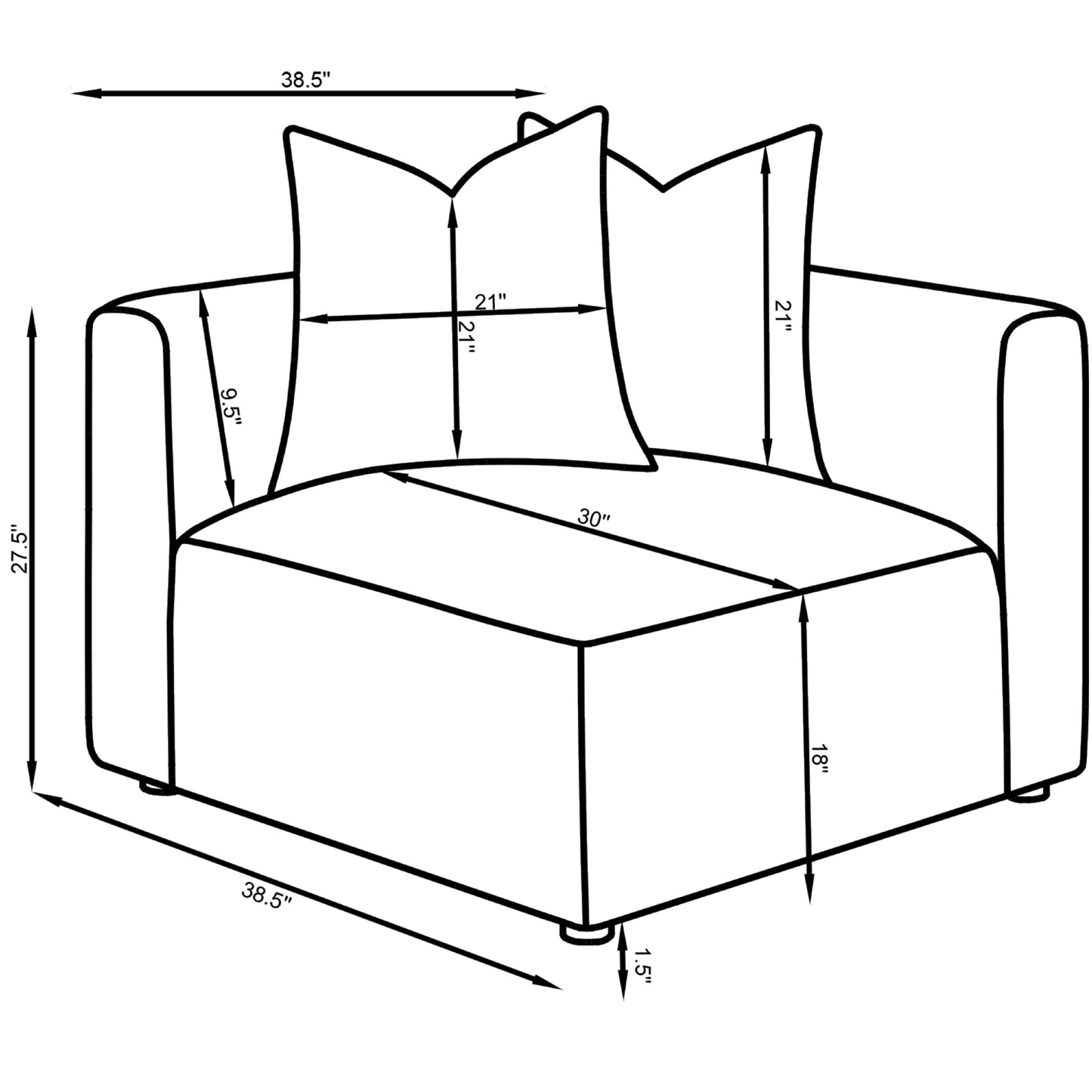 Coaster Furniture Jennifer 551595 Upholstered Corner Chair - Grey IMAGE 16