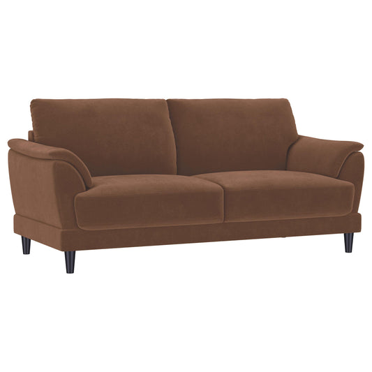 Coaster Furniture Selma 552101 Velvet Upholstered Crescent Arm Sofa - Rust IMAGE 1