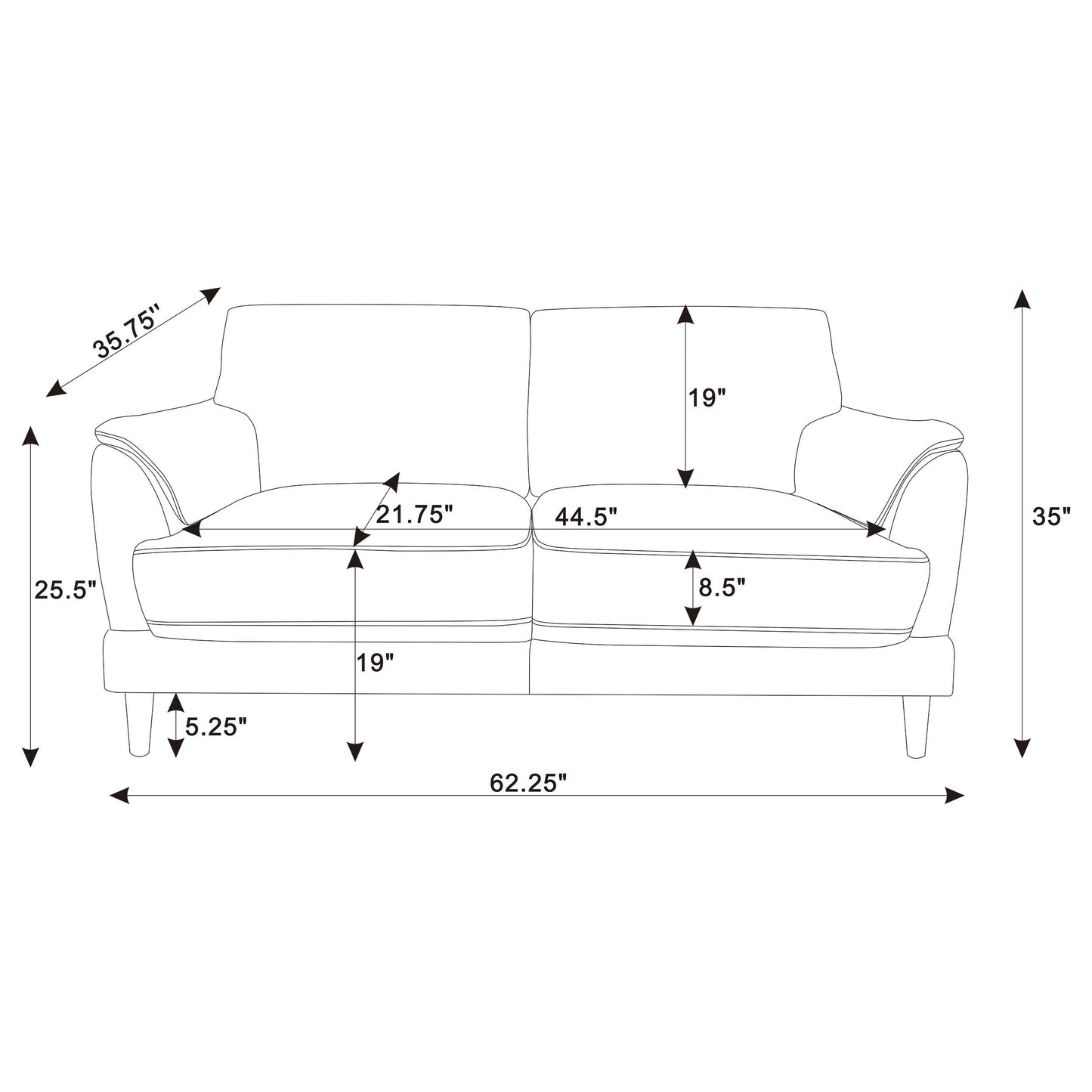 Coaster Furniture Selma 552102 Velvet Upholstered Crescent Arm Loveseat - Rust IMAGE 13