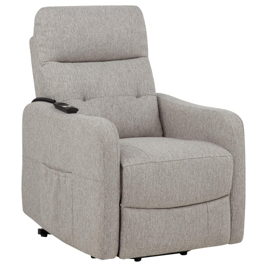 Coaster Furniture Dayes 600131P Upholstered Power Lift Recliner Chair - Taupe IMAGE 1