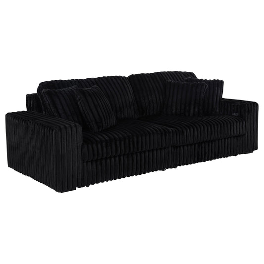 Coaster Furniture Jacana 600537P Corduroy Upholstered Dual Power Chaise Sofa - Black IMAGE 1