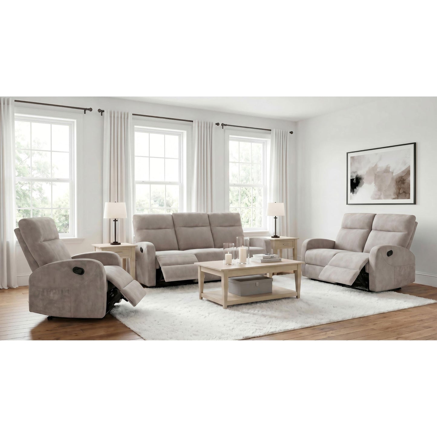 Coaster Furniture Hamilton 603372 Chenille Upholstered Manual Reclining Loveseat - Sand IMAGE 12