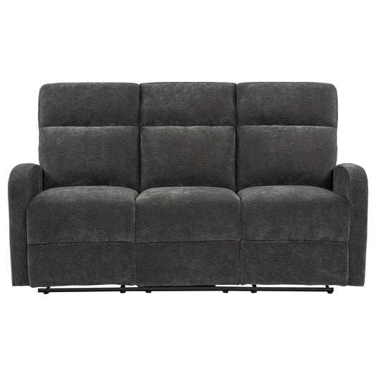 Coaster Furniture Hamilton 603374 Chenille Upholstered Manual Reclining Sofa - Charcoal Grey IMAGE 1