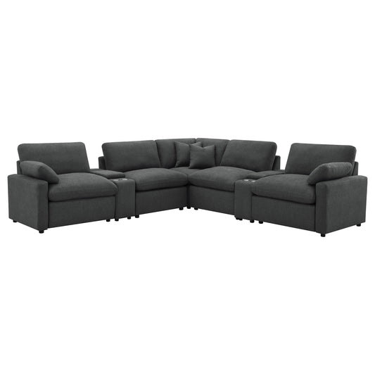 Coaster Furniture Collins 609530P-SETA 7-piece Modular Power Reclining Sectional - Dark Grey IMAGE 1
