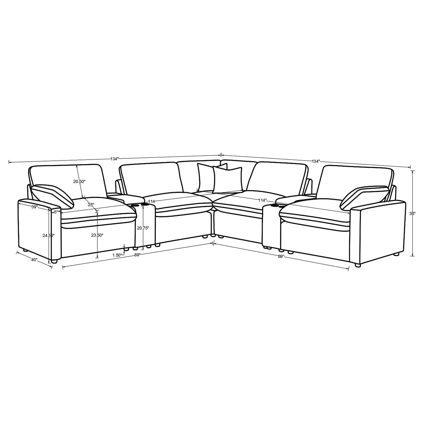 Coaster Furniture Collins 609530P-SETA 7-piece Modular Power Reclining Sectional - Dark Grey IMAGE 7