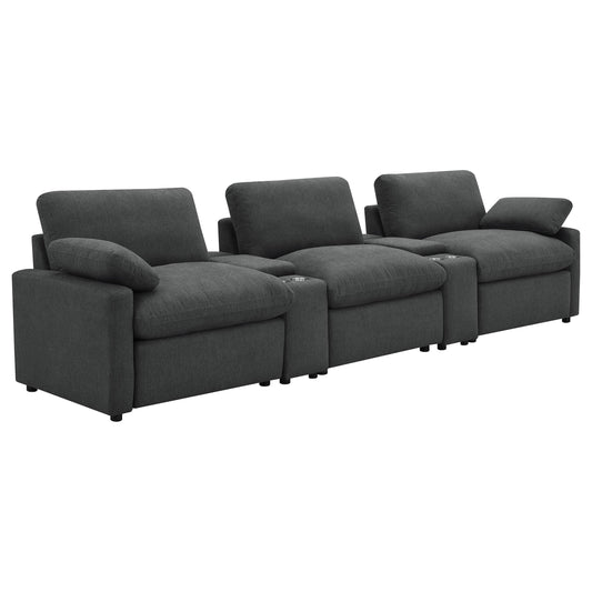 Coaster Furniture Collins 609531PT 5-Piece Power Reclining Home Theater Seating - Dark Grey IMAGE 1