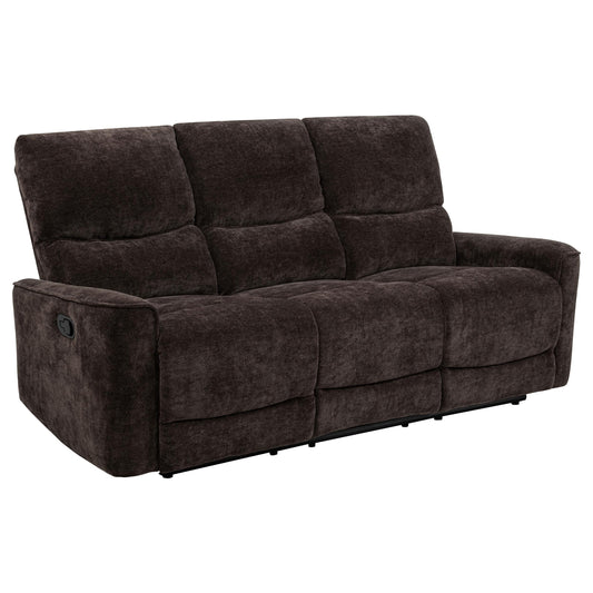Coaster Furniture Navarro 609571 Chenille Upholstered Reclining Sofa - Dark Brown IMAGE 1