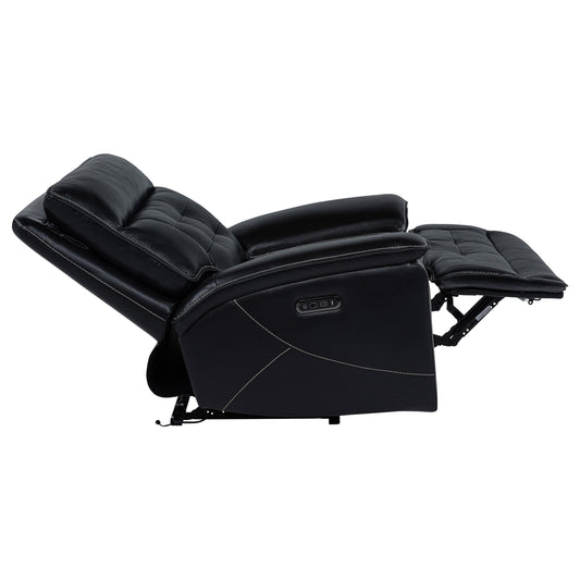 Coaster Furniture Hewitt 609613PP Leather Upholstered Dual Power Recliner Chair - Black IMAGE 1