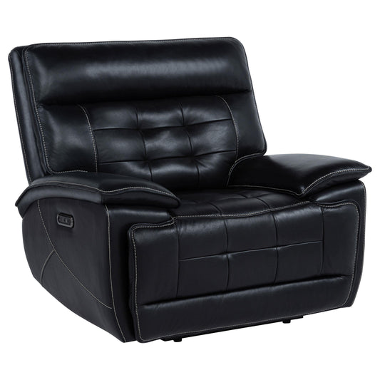 Coaster Furniture Hewitt 609613PP Leather Upholstered Dual Power Recliner Chair - Black IMAGE 1