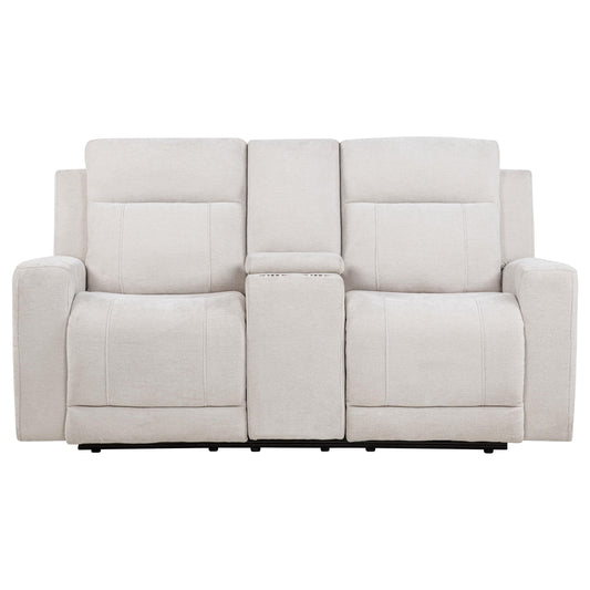 Coaster Furniture Kennett 610152P Chenille Upholstered Power Reclining Loveseat - Ivory IMAGE 1
