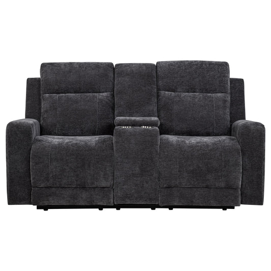 Coaster Furniture Kennett 610155P Chenille Upholstered Power Reclining Loveseat - Grey IMAGE 1