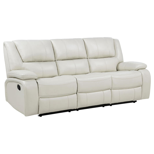 Coaster Furniture Camila 610247 Upholstered Motion Reclining Sofa - White IMAGE 1