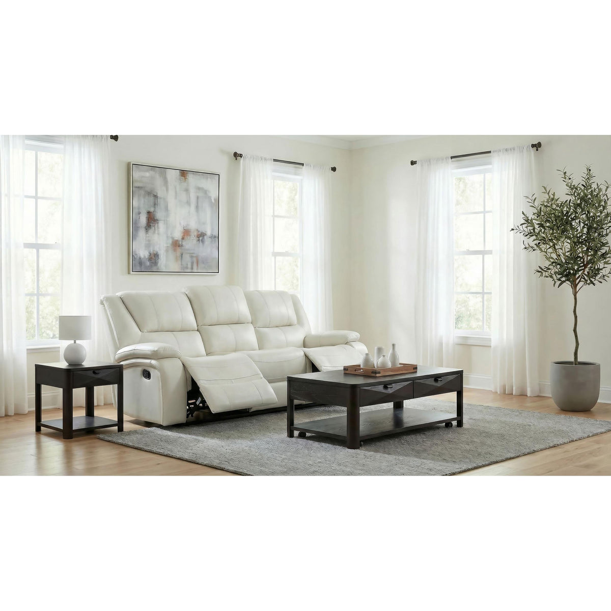 Coaster Furniture Camila 610247 Upholstered Motion Reclining Sofa - White IMAGE 11