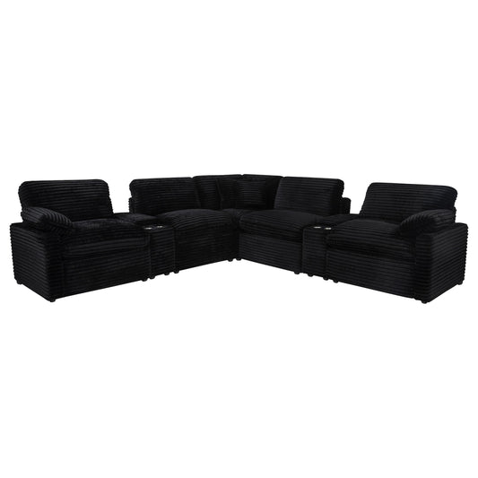 Coaster Furniture Collins 610360P-SETA 7-piece Modular Power Reclining Sectional - Black IMAGE 1