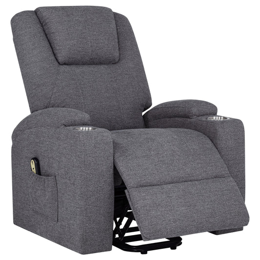 Coaster Furniture Louie 610453P Chenille Upholstered Power Lift Massage Chair - Grey IMAGE 1