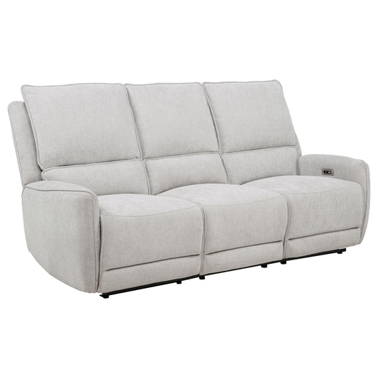 Coaster Furniture Sylmar 610521P Chenille Upholstered Power Reclining Sofa - Dove Grey IMAGE 1