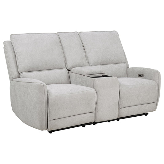 Coaster Furniture Sylmar 610522P Chenille Upholstered Power Reclining Loveseat - Dove Grey IMAGE 1