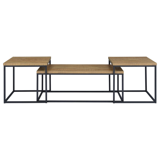 Coaster Furniture Straden 700144 3-piece Engineered Wood Coffee Table Set - Mango/Black IMAGE 1