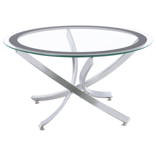 Coaster Furniture Brooke 702588-S3 3-piece Round Coffee and End Table Set - Chrome IMAGE 1