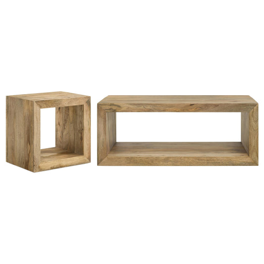 Coaster Furniture Benton 704838-S2 2-piece Solid Mango Coffee and End Table Set - Natural IMAGE 1