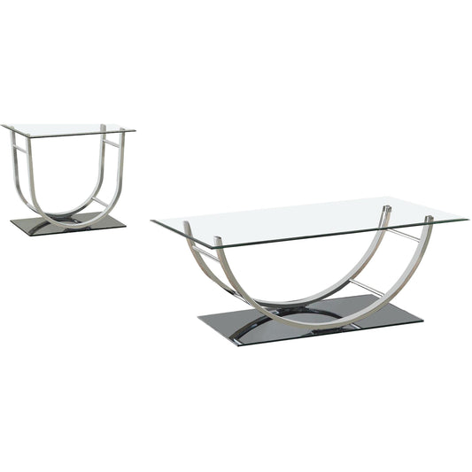Coaster Furniture Danville 704988-S2 2-piece Glass Top Coffee and End Table Set - Chrome IMAGE 1