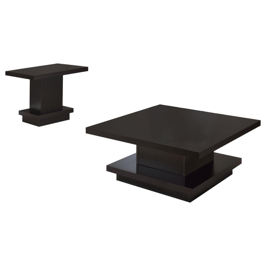 Coaster Furniture Reston 705168-S2 2-piece Square Coffee and End Table Set - Cappuccino IMAGE 1