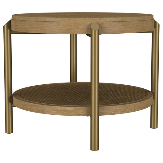 Coaster Furniture Arini 706187 Round Side Table With Storage Shelf - Sand Wash IMAGE 1
