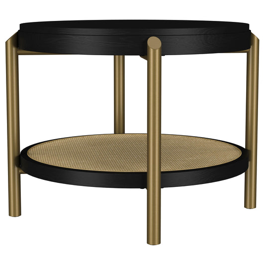 Coaster Furniture Arini 706197 Round Side Table With Storage Shelf - Black IMAGE 1